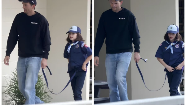 Голливудский актер Эштон Катчер выгуливает 10-летнюю дочь на поводке